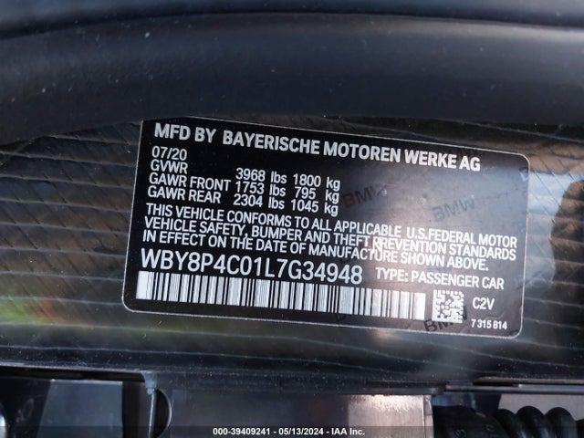 WBY8P4C01L7G34948 BMW I3 120ah W/range Extender