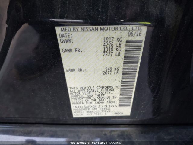 1N4AL3APXGN378385 Nissan Altima 2.5/2.5 S/2.5 Sl/2.5 Sr/2.5 Sv