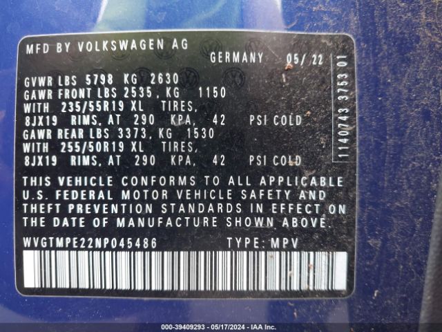 WVGTMPE22NP045486 Volkswagen ID.4 PRO S