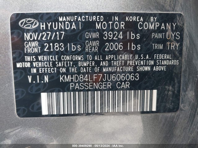 Hyundai Elantra Value Edition 2018 KMHD84LF7JU606063 Image 9
