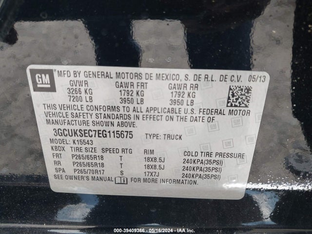 Chevrolet Silverado 1500 2lz 2014 3GCUKSEC7EG115675 Image 9