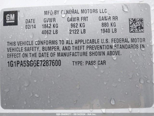 Chevrolet Cruze Ls Auto 2014 1G1PA5SG6E7287600 Image 9