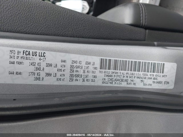 Dodge Durango Sxt Awd 2017 1C4RDJAG4HC881082 Image 9