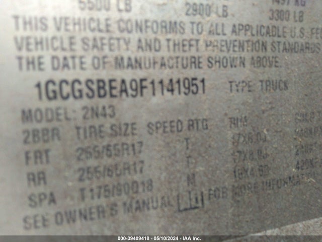 Chevrolet Colorado Lt 2015 1GCGSBEA9F1141951 Image 9