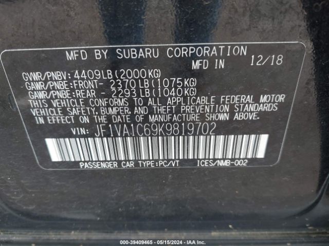 2019 SUBARU WRX JF1VA1C69K9819702 Photo 8