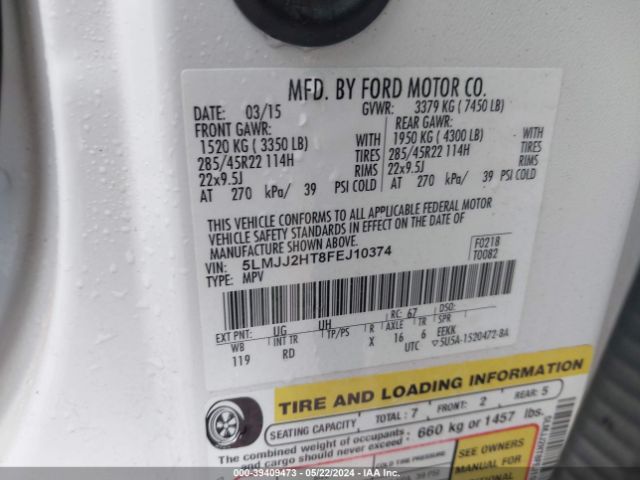 5LMJJ2HT8FEJ10374 Lincoln Navigator