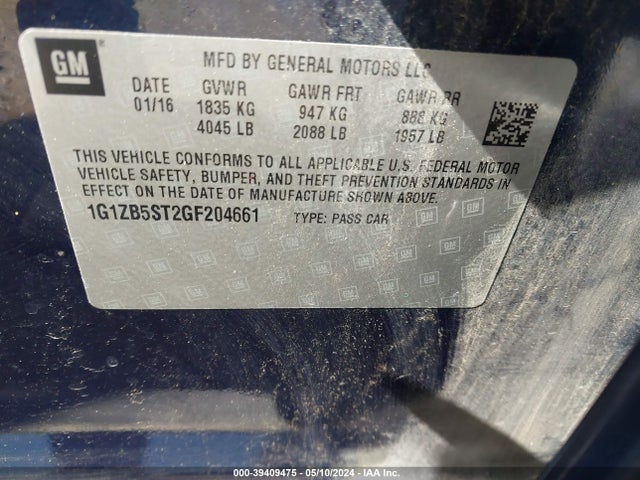 Chevrolet MALIBU LS 2016 1G1ZB5ST2GF204661 Image 9