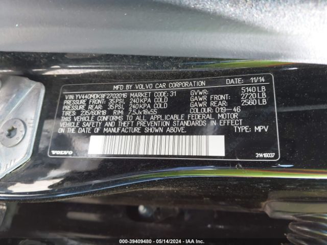 YV440MDK8F2702016 Volvo Xc60 T5 Premier