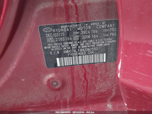 Hyundai ELANTRA SE 2017 KMHD74LF4HU060593 Image 9