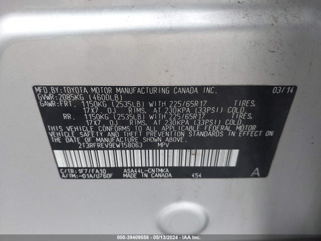 Toyota Rav4 Xle 2014 2T3RFREV9EW158063 Image 9