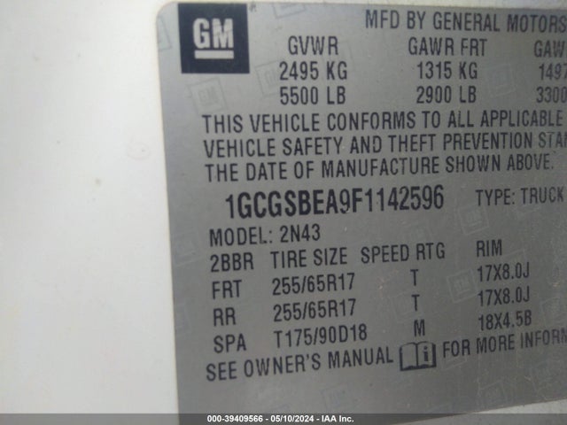 Chevrolet Colorado Lt 2015 1GCGSBEA9F1142596 Image 9