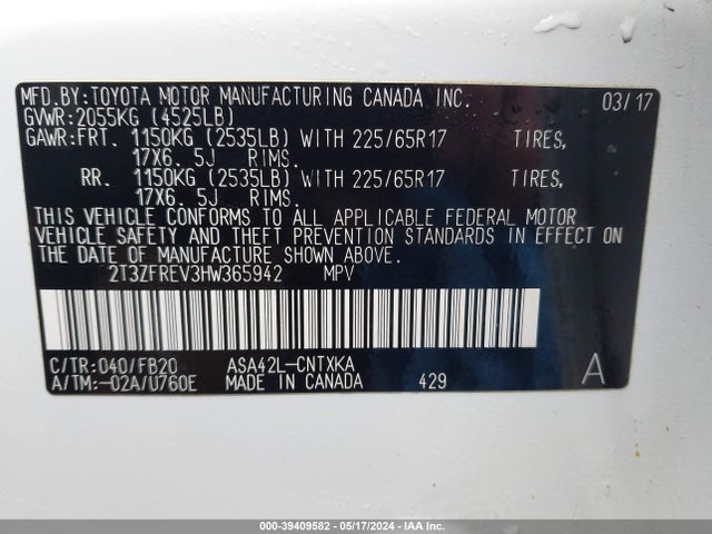 Toyota RAV4 LE 2017 2T3ZFREV3HW365942 Image 9