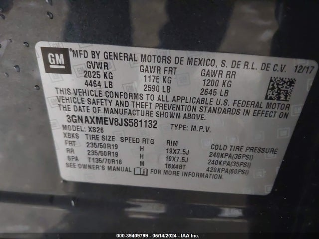 Chevrolet Equinox Premier 2018 3GNAXMEV8JS581132 Image 9