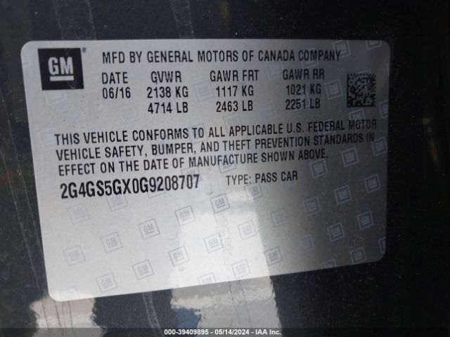 2G4GS5GX0G9208707 Buick Regal Turbo Premium Ii