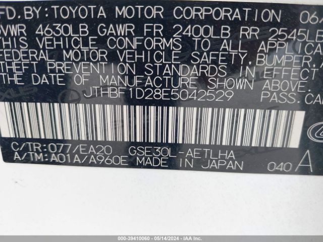 JTHBF1D28E5042529 Lexus IS 250