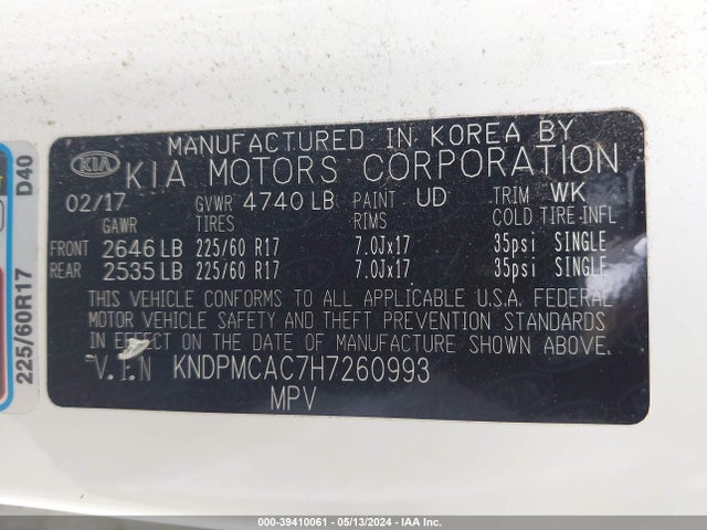 KIA Sportage Lx 2017 KNDPMCAC7H7260993 Image 9