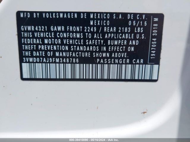 3VWD07AJ9FM348786 Volkswagen Jetta 1.8t Se