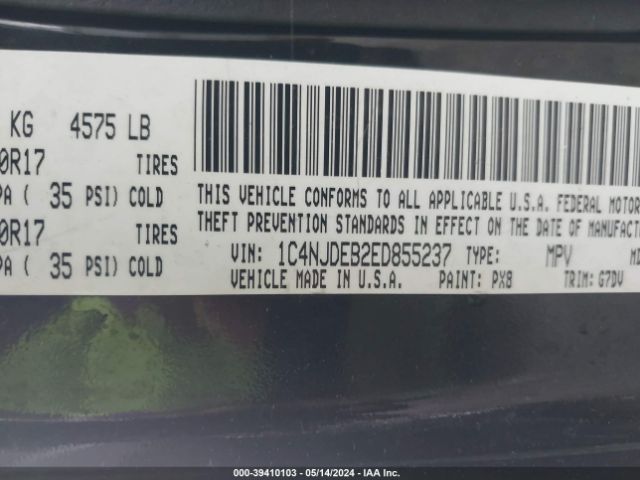 1C4NJDEB2ED855237 Jeep Compass Latitude