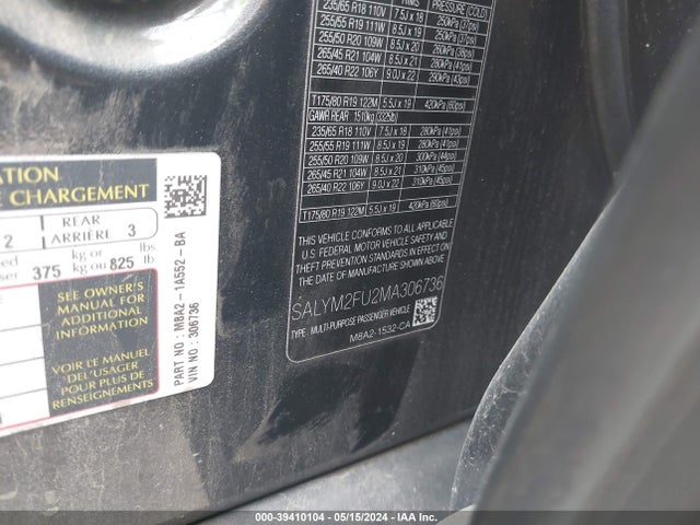 Land Rover Range Rover Velar P400 R-dynamic Hse 2021 SALYM2FU2MA306736 Image 9