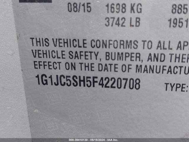1G1JC5SH5F4220708 Chevrolet Sonic Lt Auto