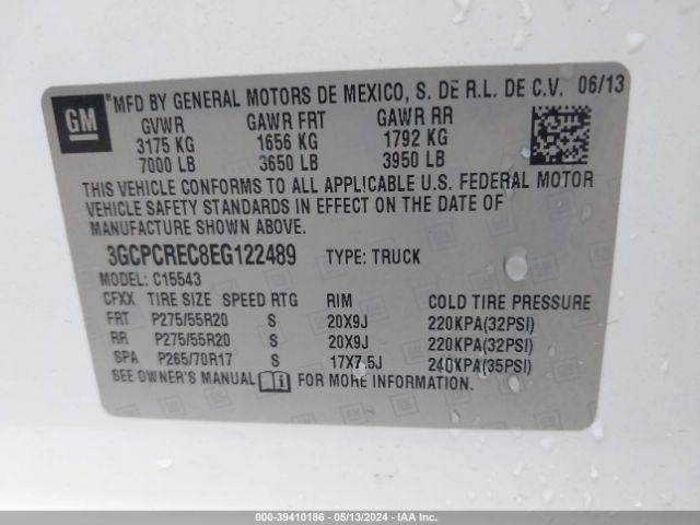 3GCPCREC8EG122489 Chevrolet Silverado 1500 1lt