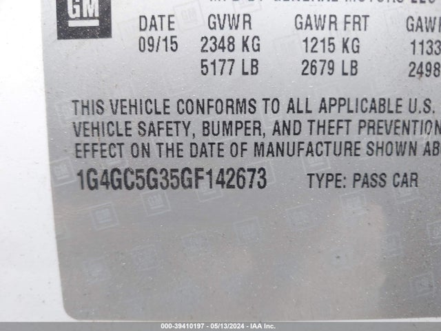 Buick Lacrosse Leather 2016 1G4GC5G35GF142673 Image 9