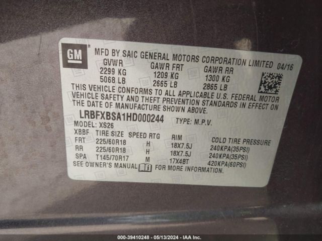 LRBFXBSA1HD000244 Buick Envision Essence