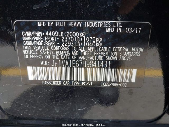 JF1VA1E67H9841431 Subaru Wrx Premium