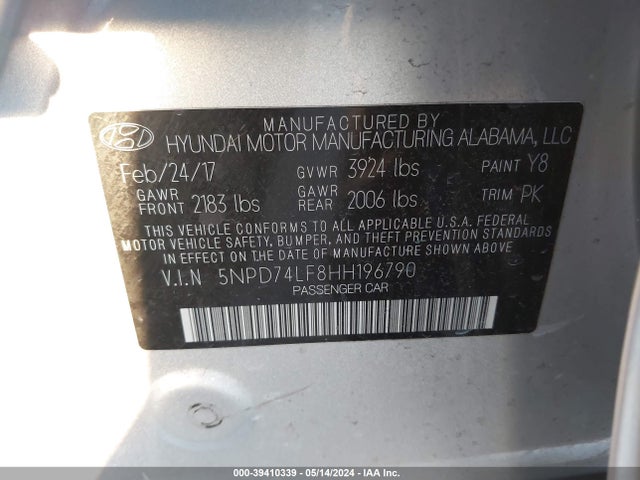 Hyundai ELANTRA SE 2017 5NPD74LF8HH196790 Image 9