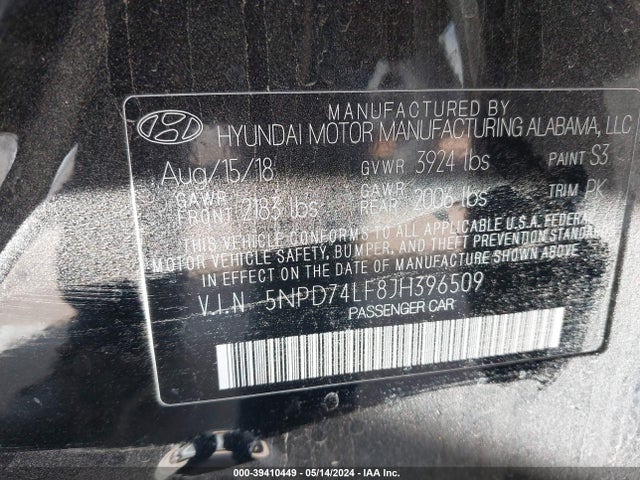 Hyundai ELANTRA SE 2018 5NPD74LF8JH396509 Image 9