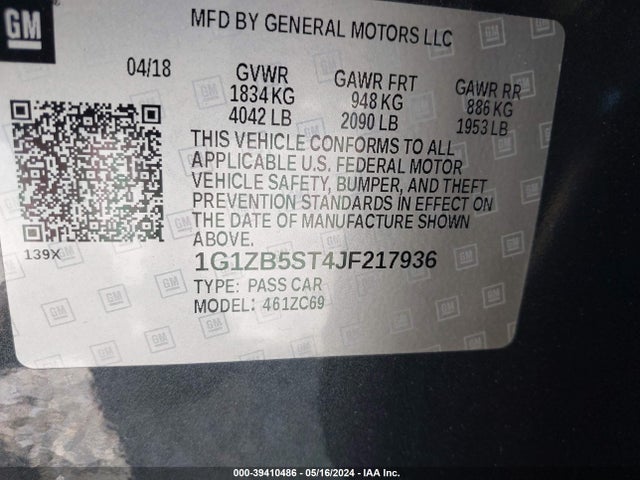 Chevrolet Malibu 1ls 2018 1G1ZB5ST4JF217936 Image 9