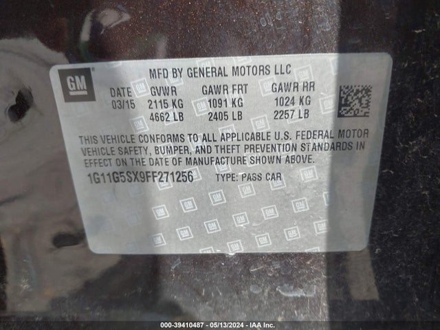 Chevrolet Malibu 2lz 2015 1G11G5SX9FF271256 Image 9