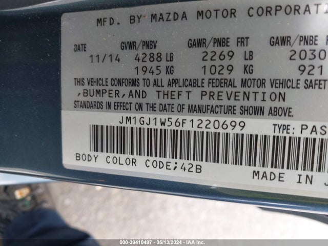 JM1GJ1W56F1220699 Mazda Mazda6 I Grand Touring