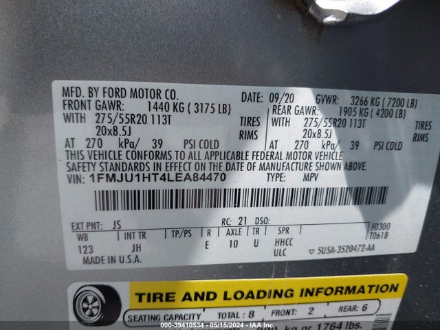 Ford Expedition Xlt 2020 1FMJU1HT4LEA84470 Image 9