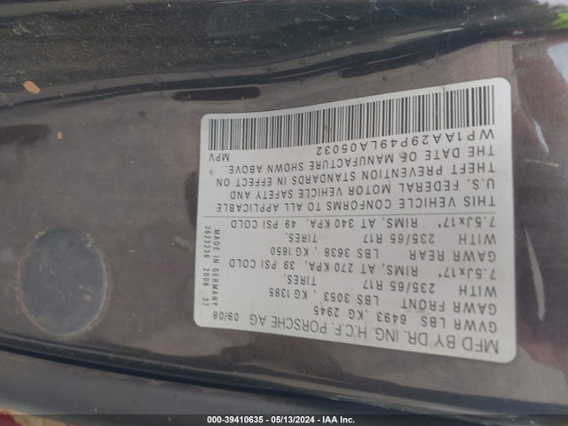 2009 PORSCHE CAYENNE WP1AA29P49LA05032 Photo 8