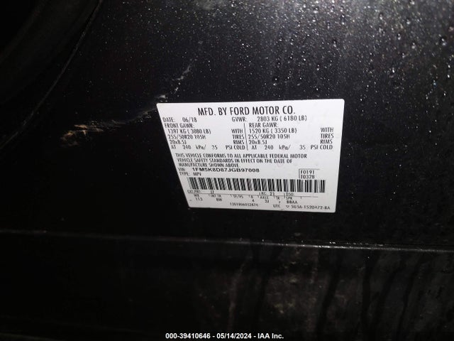 Ford EXPLORER XLT 2018 1FM5K8D87JGB97008 Image 9