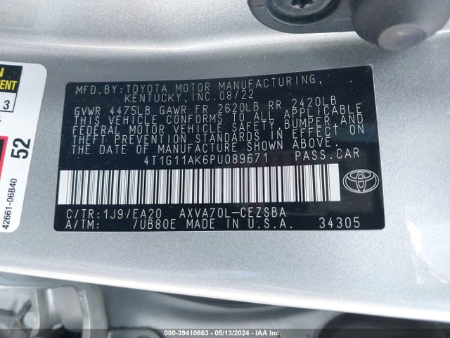 Toyota CAMRY SE 2023 4T1G11AK6PU089671 Image 9