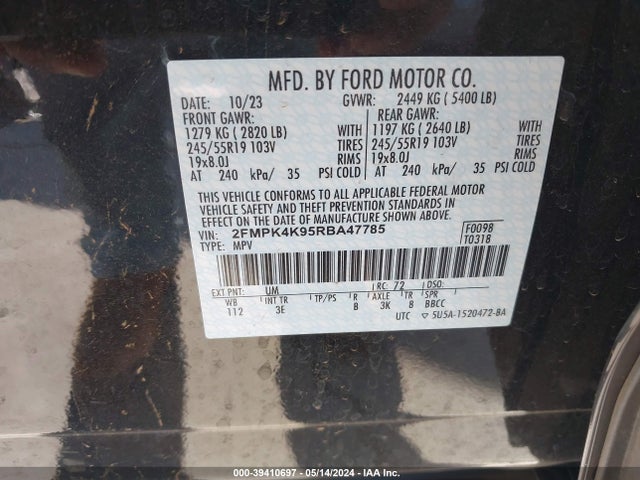 Ford Edge Titanium 2024 2FMPK4K95RBA47785 Image 9