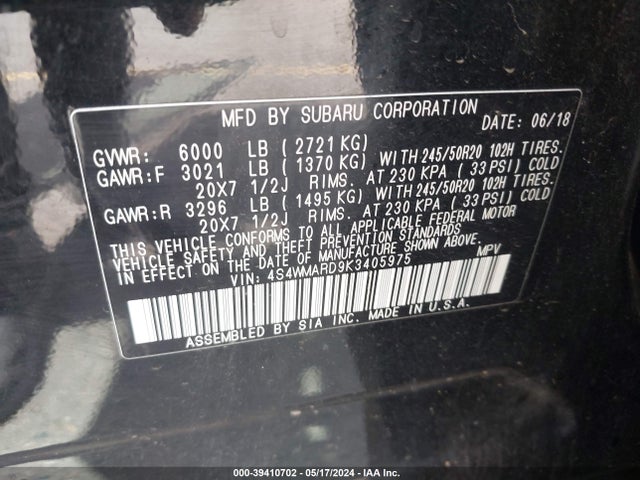 4S4WMARD9K3405975 Subaru Ascent Touring
