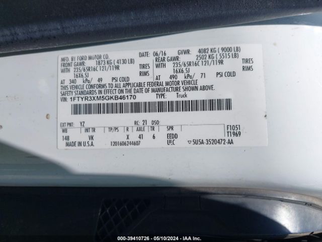 1FTYR3XM5GKB46170 Ford Transit-250
