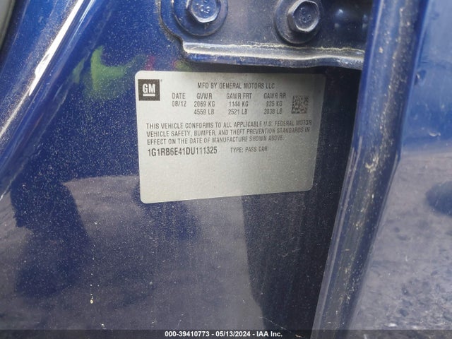 2013 Chevrolet Volt მანქანა იყიდება აუქციონზე, vin: 1G1RB6E41DU111325, აუქციონის ნომერი: 39410773