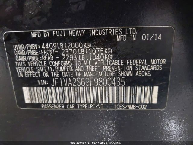 JF1VA2S69F9800435 Subaru Wrx Sti Limited