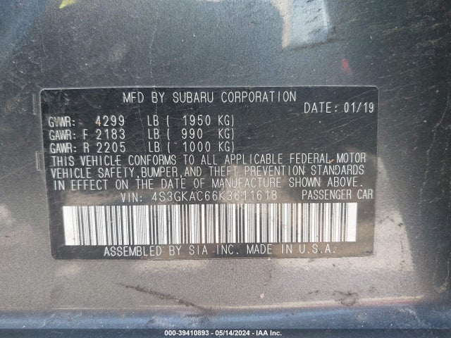 Subaru Impreza 2.0i Premium 2019 4S3GKAC66K3611618 Image 9