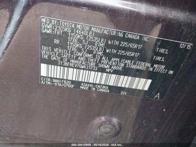 Toyota RAV4 LE 2016 2T3BFREV7GW431733 Image 9