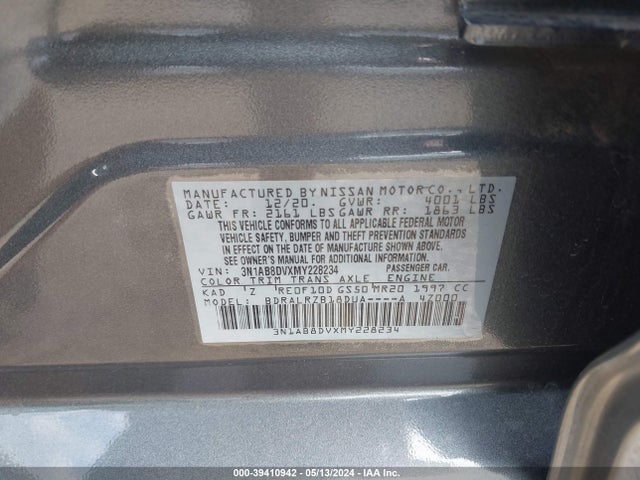 Nissan Sentra Sr Xtronic Cvt 2021 3N1AB8DVXMY228234 Image 9