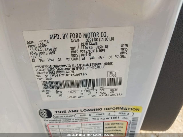 Ford F-150 Xlt 2014 1FTFW1CFXEFC09796 Image 9