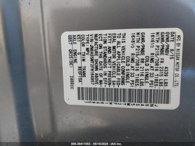 Nissan Rogue Select S 2015 JN8AS5MT2FW164957 Image 9