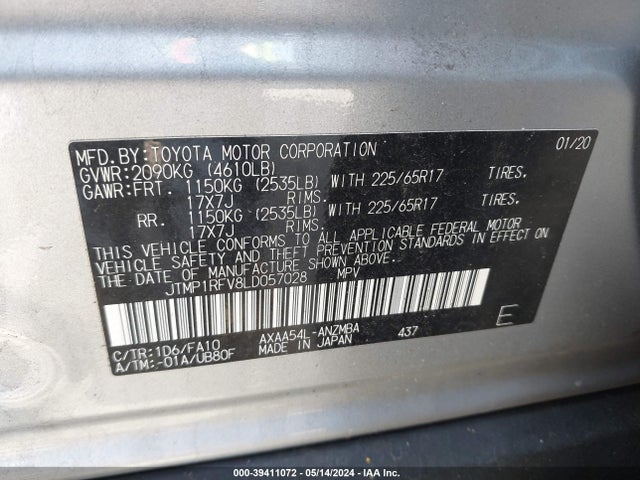 Toyota Rav4 Xle 2020 JTMP1RFV8LD057028 Image 9