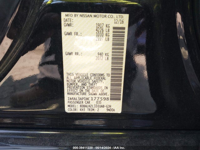Nissan Altima 2.5 Sr 2017 1N4AL3AP1HC177598 Image 9