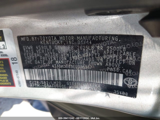 Toyota AVALON LIMITED 2014 4T1BK1EB9EU096967 Image 9